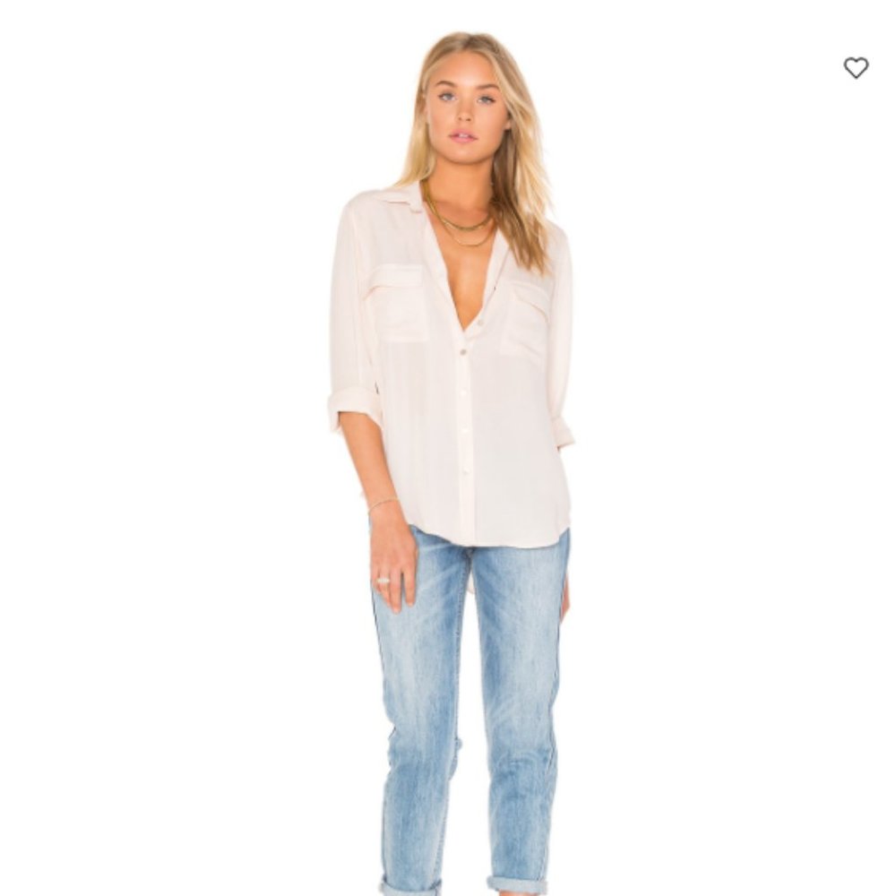 L’Agence Ivory Silk Margaret Double Pocket Blouse